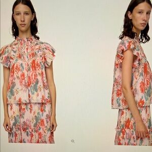 NWT Sea New York Lanie flutter sleeve Multicolor Floral Top